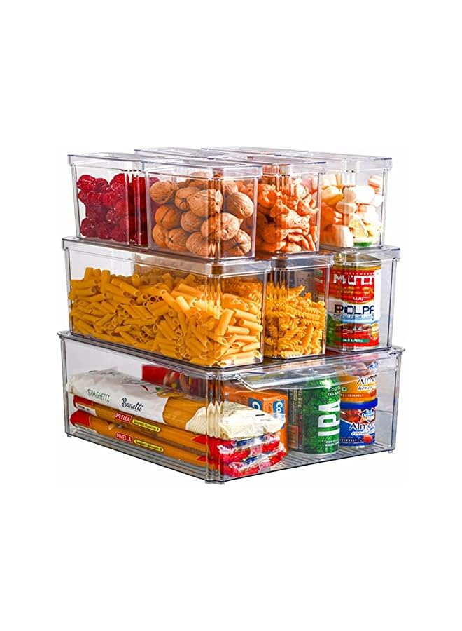 IAF Refrigerator Organizer Bins with Lids-10PCS BPA Free Fridge Organizer, Stackable Clear Plastic Storage Bins for Fridge, Freezer, Kitchen Cabinet, Pantry Organization and Storage - Image 2