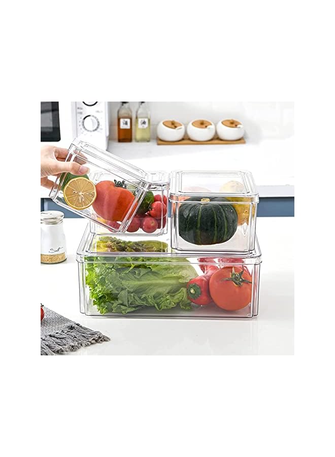 IAF Refrigerator Organizer Bins with Lids-10PCS BPA Free Fridge Organizer, Stackable Clear Plastic Storage Bins for Fridge, Freezer, Kitchen Cabinet, Pantry Organization and Storage - Image 5