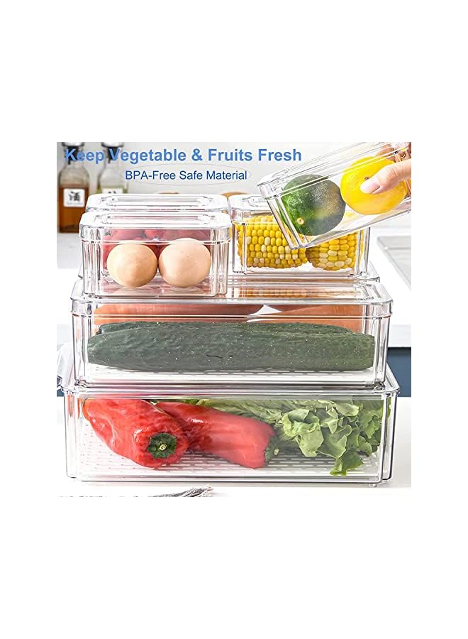 IAF Refrigerator Organizer Bins with Lids-10PCS BPA Free Fridge Organizer, Stackable Clear Plastic Storage Bins for Fridge, Freezer, Kitchen Cabinet, Pantry Organization and Storage - Image 4