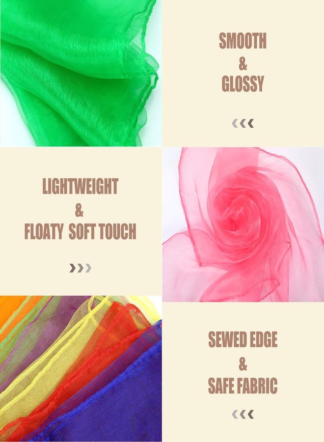 Fitfix 24 Pcs Square Dance Scarves, Juggling Scarf Props Magic Trick Silk Scarves Music Movement Scarf 12 Colors 45 by 45 Centimeters - Image 4