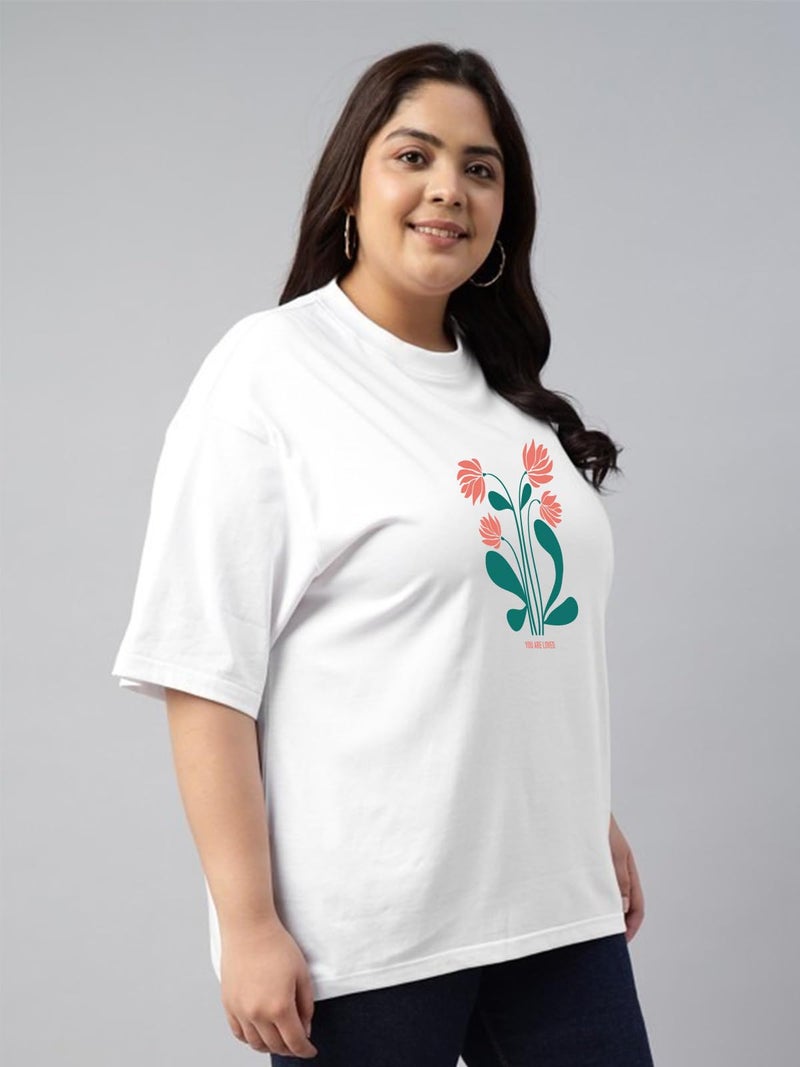 JUNEBERRY® Women’s Plus Size T-Shirt | Big Size 3XL–5XL | Plus Size Casual Cotton T-Shirt for Curvy Women | Soft & BreathablePS_OS_JB_ULV_WT – White_4XL - Image 5