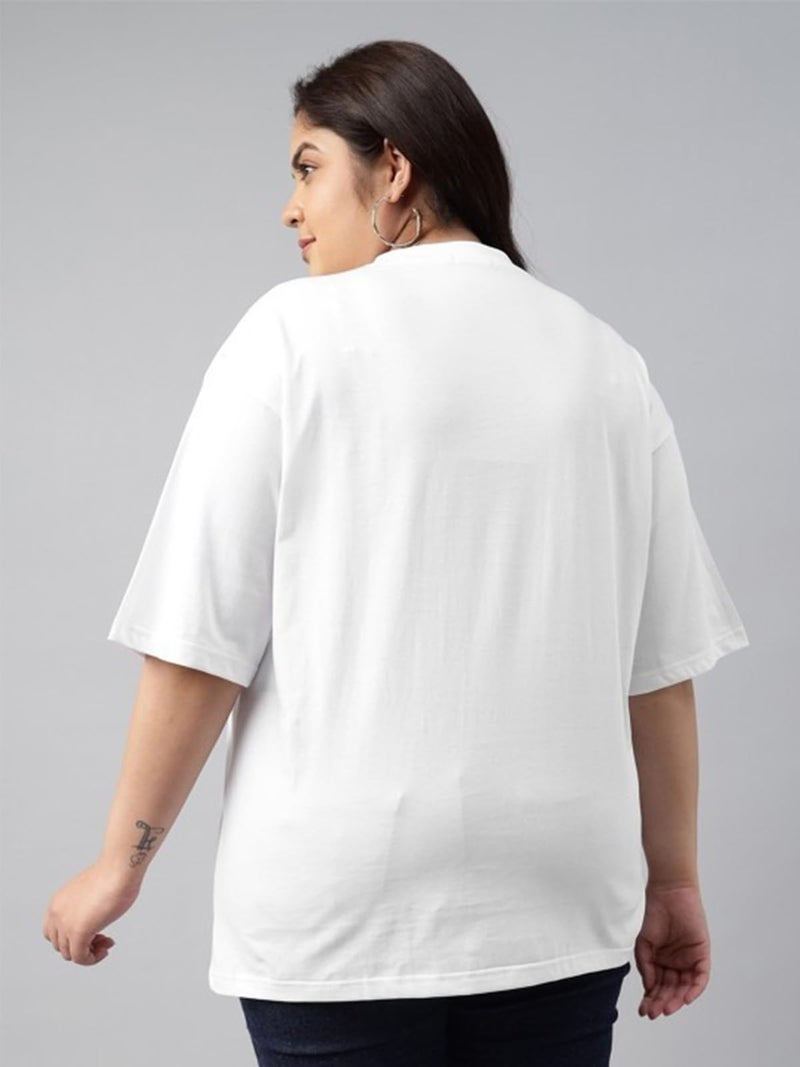 JUNEBERRY® Women’s Plus Size T-Shirt | Big Size 3XL–5XL | Plus Size Casual Cotton T-Shirt for Curvy Women | Soft & BreathablePS_OS_JB_ULV_WT – White_4XL - Image 3