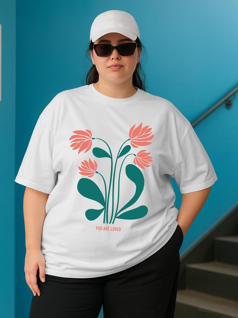 JUNEBERRY® Women’s Plus Size T-Shirt | Big Size 3XL–5XL | Plus Size Casual Cotton T-Shirt for Curvy Women | Soft & BreathablePS_OS_JB_ULV_WT – White_4XL - Image 2