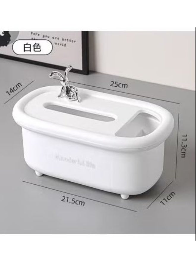 حامل مناديل عصري مع فاصل أدوات مدمج – تصميم أنيق يجمع بين الترتيب والعملية. مثالي للمكتب، غرفة المعيشة أو التسريحة. - Image 1