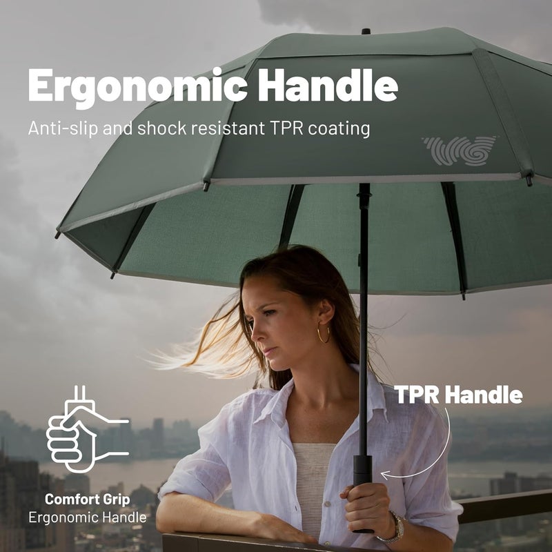Weatherman Umbrella - Stick Umbrella - Windproof Umbrella Resists Up to 55 MPH Winds - (Sage) - Image 4