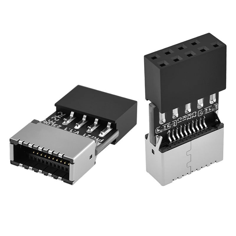 Catuy USB 2.0 to USB 3.2 Gen 1 Header Adapter, Mainboard 9 Pin Male to USB 3.1 Type-E (A-Key) Female Converter for Extending USB C Ports on Front Panel of PC (2 Pack) - Image 1