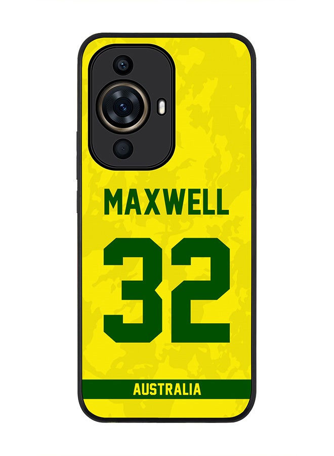 Rugged Black Edge case for Huawei nova 11 Pro, Slim fit Soft Flexible Rubber Edges Anti Drop Cover - Team Australia Glenn Maxwell, Jersey No 32
