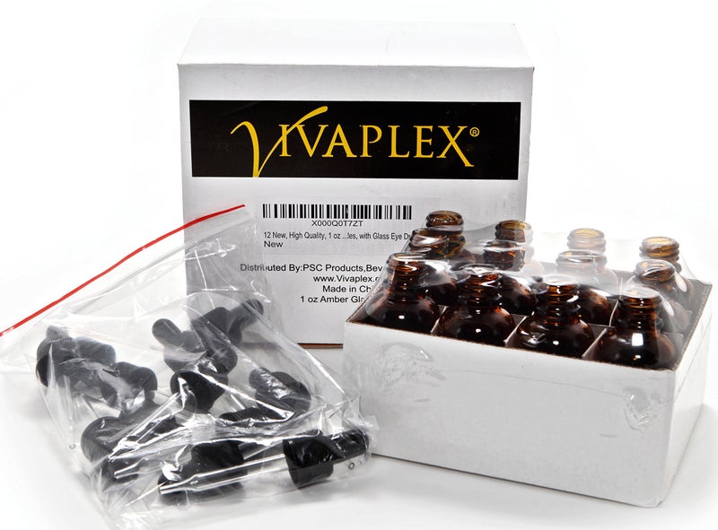 Vivaplex زجاجات فيفابلكس 12، كهرماني، 1 أونصة، مع قطارات زجاجية، 12 عدداً (عبوة من 12) - Image 3