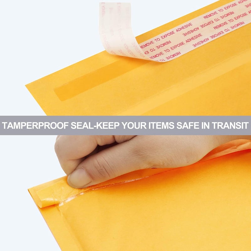 UCGOU Kraft Bubble Mailers 9.5x14.5 Inch 25 Pack Usable Size 9.5x13.5 Yellow Padded Envelopes #4 Large Mailing Package Self Sealing Tear Resistant Boutique Bulk Mail Shipping Bag for Makeup Supplies - Image 3
