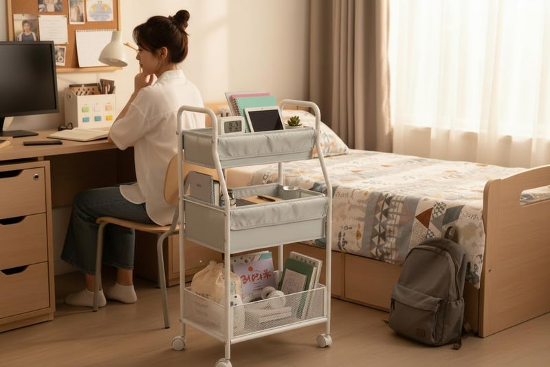 Moteph Rolling Utility Cart with Wheels - Baby Organizers for Nursery Essentials, Diaper Organizer, Art & Craft Storage, Book Cart (Without_Side_Storage) - Image 4