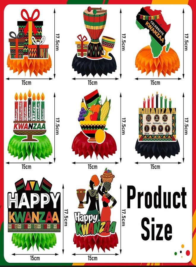 JULMELON 8PCS Kwanzaa Table Decorations Honeycomb Centerpiece, Kwanzaa Decor Traditional African Drum Candlestick Table Toppers Happy Kwanzaa Decorations for Office Home Party Favors Supplies - Image 2