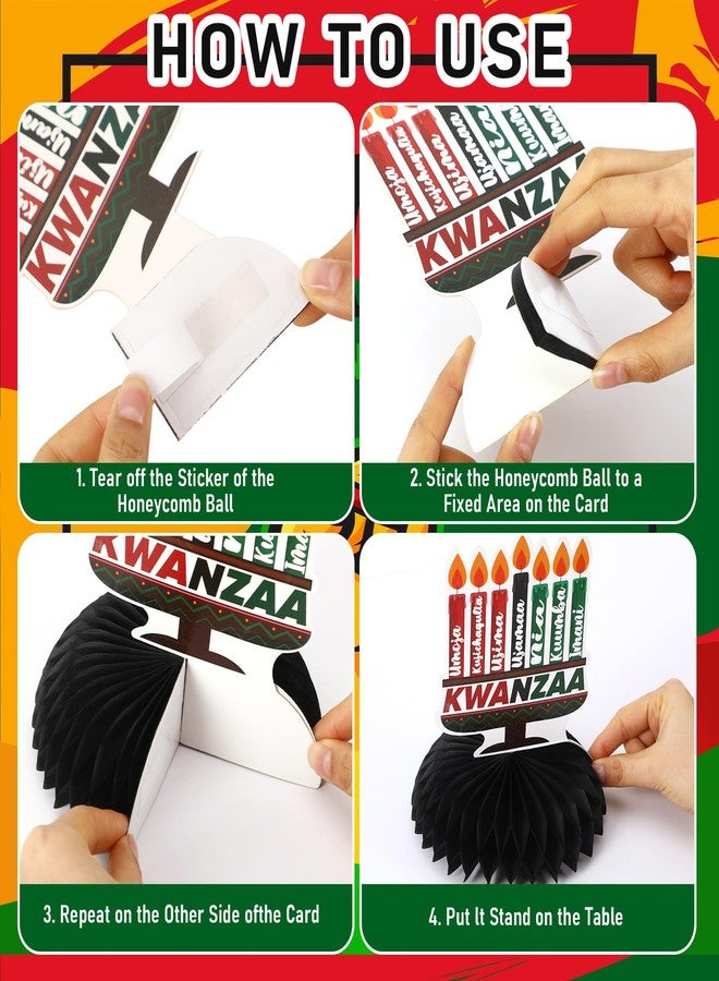JULMELON 8PCS Kwanzaa Table Decorations Honeycomb Centerpiece, Kwanzaa Decor Traditional African Drum Candlestick Table Toppers Happy Kwanzaa Decorations for Office Home Party Favors Supplies - Image 4