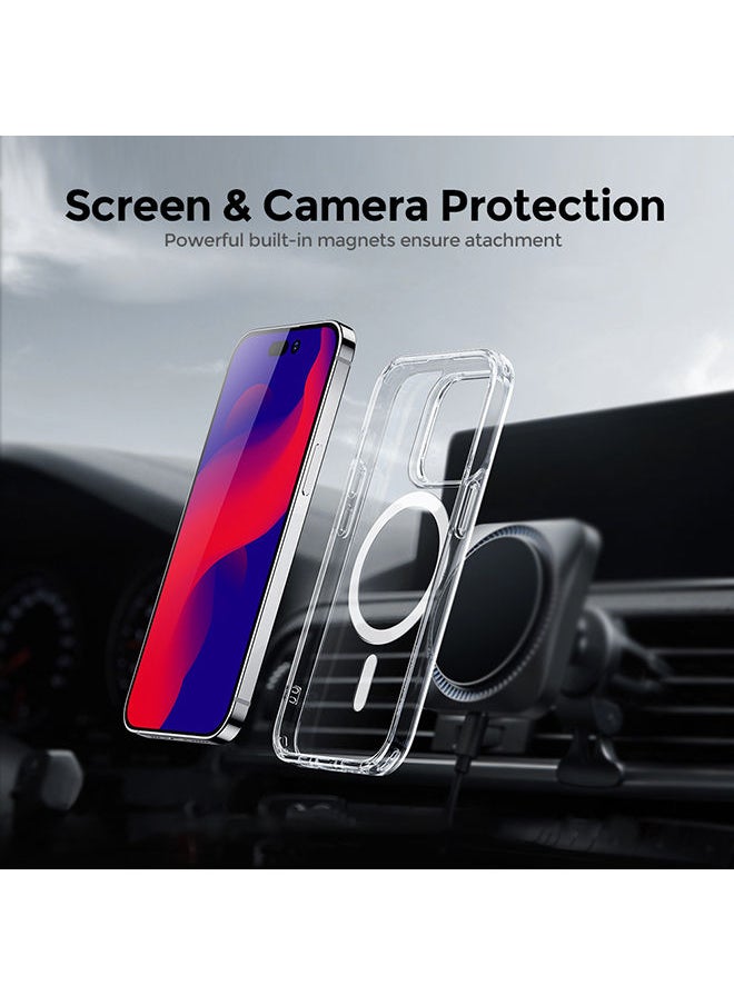 O Ozone - Magnetic Protective Cover for Apple iPhone 14 Plus Case TPU Acrylic Slim Thin Shockproof Phone Cover - Clear - Image 1