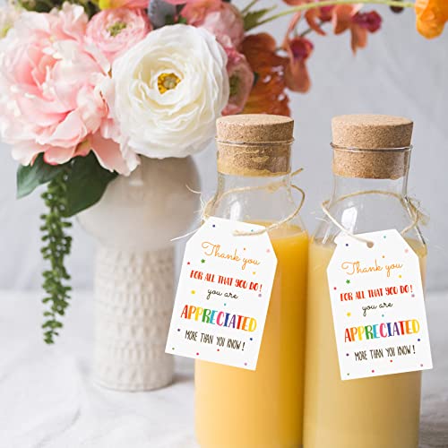 Anwyll Thank You Gift Tags - 100Pcs Thank You for All You Do Tags with String Teacher Appreciation Thanks You Gifts Tags for Favor Colorful Star Hang Paper Gift Tag for Employee Volunteer Nurse Doctor - Image 4