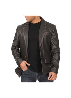 MENS REAL LEATHER  BLACK BLAZER - BLACK REAL  LEATHER BLAZER