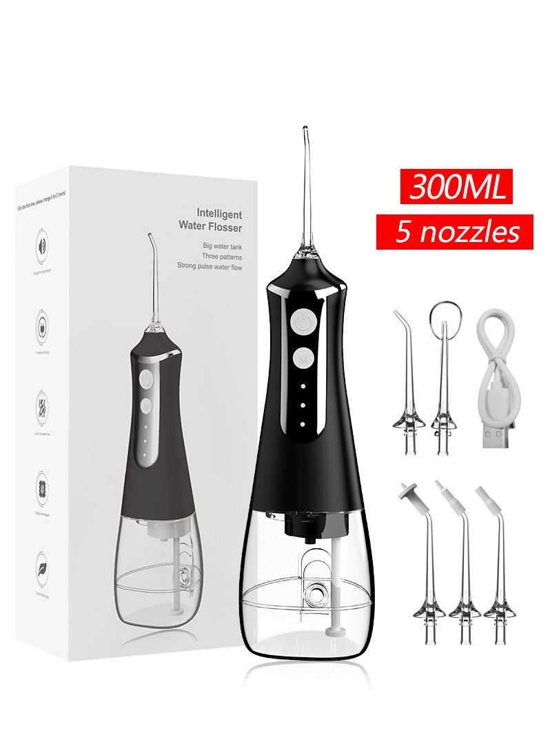 عام جهاز تنظيف الأسنان بالماء لتنظيف الأسنان: جهاز ري فموي محمول لاسلكي 300 مل، منظف ري للسفر قابل لإعادة الشحن IPX7 مقاوم للماء، آلة تنظيف الأسنان الكهربائية لتنظيف الأسنان - Image 1