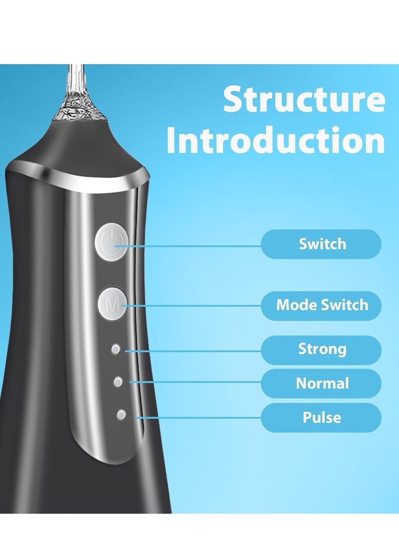 عام جهاز تنظيف الأسنان بالماء لتنظيف الأسنان: جهاز ري فموي محمول لاسلكي 300 مل، منظف ري للسفر قابل لإعادة الشحن IPX7 مقاوم للماء، آلة تنظيف الأسنان الكهربائية لتنظيف الأسنان - Image 2