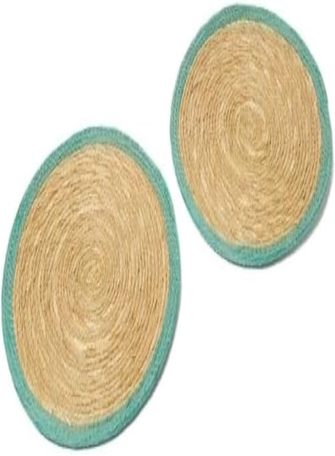 Matalan Woven Placemats 2-Pieces, 34.5 cm Size, Beige/Green