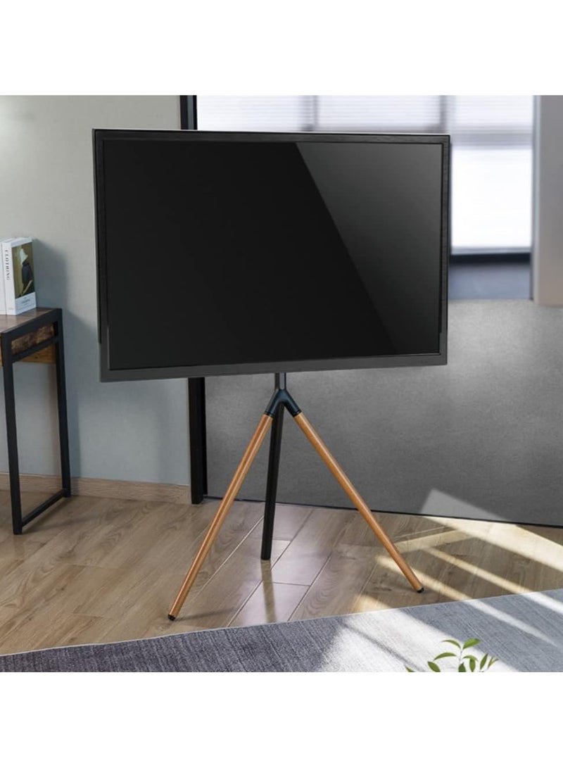 ELTRAZONE Easel Studio TV Floor Stand | Stylish Tripod Mount for 49"-70" Screens | Supports Up to 40 KG | Modern Grey & Walnut Finish | Adjustable Height | Space-Saving & Sturdy | Built-in Cable Management | Perfect for Home, Office & Studio - Image 3