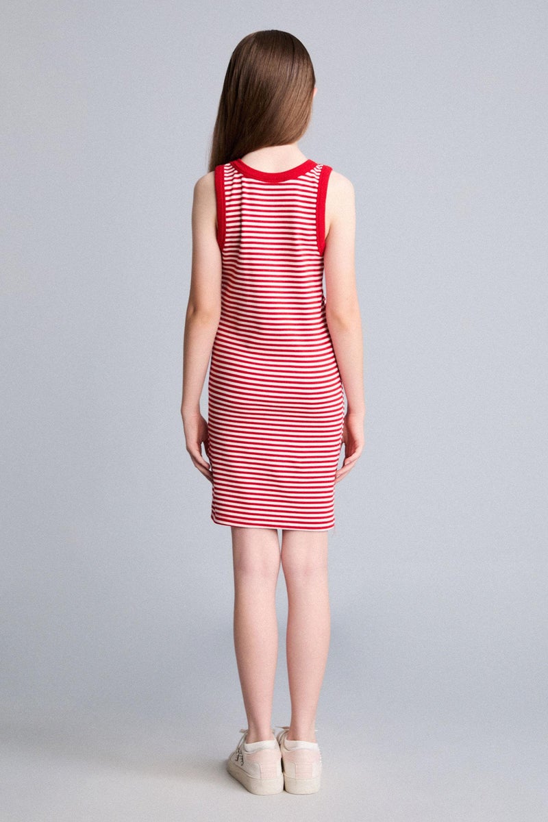 DeFacto Red Girl Girl Striped Sleeveless Red Dress Casual - Image 4