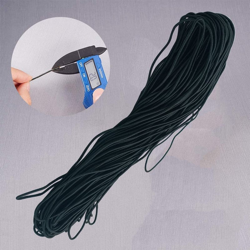 Aakriti Aakriti 2mm Crafts Elastic Cord Stretchy String for Loop Button, Tagging, Wedding Card and Gift Wrapping, Bracelets, Necklaces, Beading and Masks Making (BLACK-ELASTIC-2MM-40 Meter) - Image 2