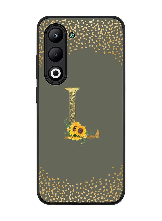 Stylizedd For Oppo A5 5G / A5 4G Case,Slim fit Camera Protection, Shockproof Thin Phone cover  - Custom Floral Monogram - L  (Olive Green )