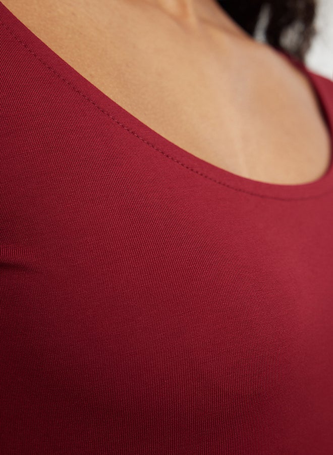 trendyol Plum Pool Neck Fitted Knitted Blouse TWOAW25BZ00025 - Image 4