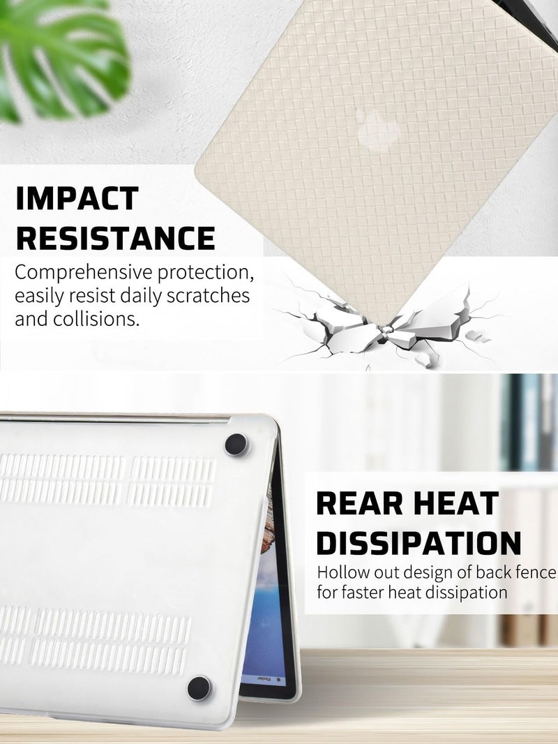 Seorsok Compatible With Macbook Air 13 Inch Case2022 2021 2020 2019 2018 Release A1932 A2179 M1 A2337 Touch Id Elegant Plastic Hard Shell Case&Transparent Keyboard Cover Beige Tartan Pvc Leather - Image 3
