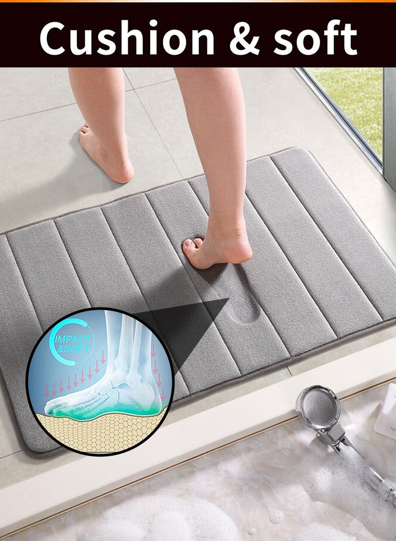 HomarKet Large Memory Foam Bath Mat 2 Pieces Set,Non Slip - Super Water Absorption Soft Bathroom Mat Rug,Thick,Dry Fast,Machine Washable for Bathroom and Kitchen Floor Rugs,47.2 x 15.7 + 23.6 x 25.7 Inch,Grey - Image 3