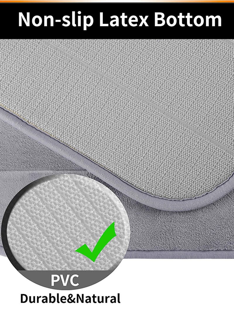 HomarKet Large Memory Foam Bath Mat 2 Pieces Set,Non Slip - Super Water Absorption Soft Bathroom Mat Rug,Thick,Dry Fast,Machine Washable for Bathroom and Kitchen Floor Rugs,47.2 x 15.7 + 23.6 x 25.7 Inch,Grey - Image 5