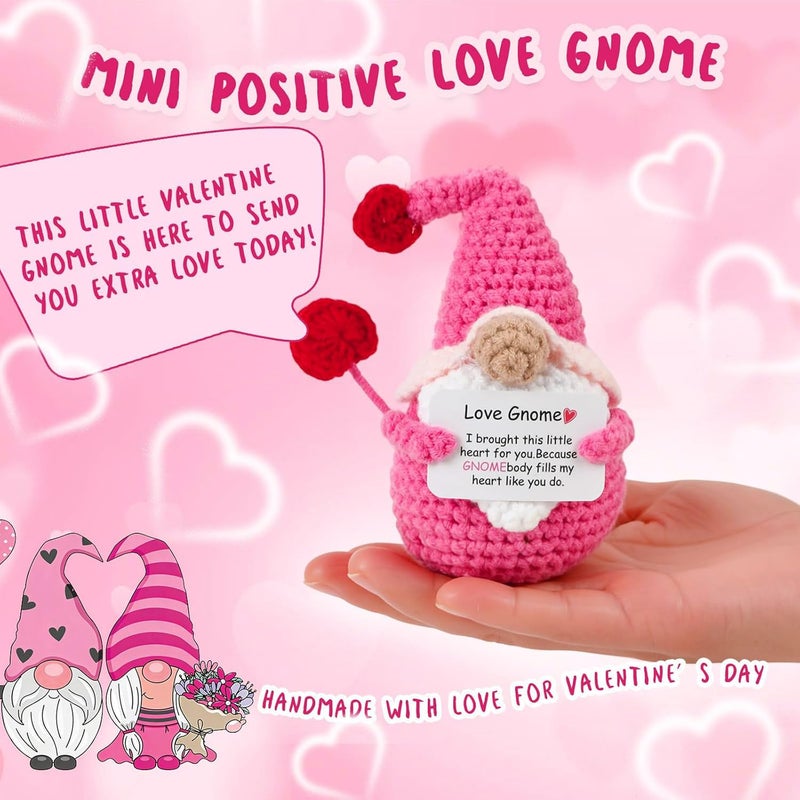 JULEASEL Positive Valentine Gnome, Cute Valentine's Day Crochet Gnome Gift for Women Wife Girlfriend Fiance Couple, Unique Valentine Gift - Image 2
