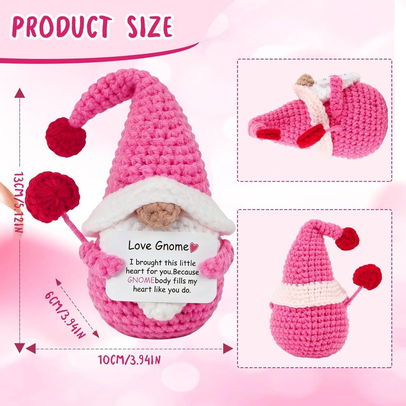 JULEASEL Positive Valentine Gnome, Cute Valentine's Day Crochet Gnome Gift for Women Wife Girlfriend Fiance Couple, Unique Valentine Gift - Image 3