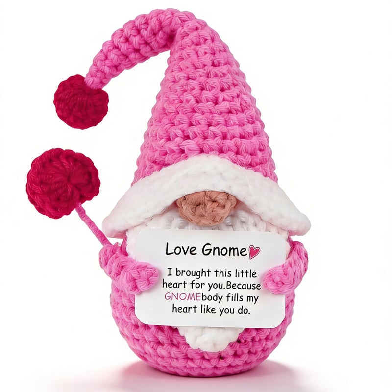 JULEASEL Positive Valentine Gnome, Cute Valentine's Day Crochet Gnome Gift for Women Wife Girlfriend Fiance Couple, Unique Valentine Gift - Image 1