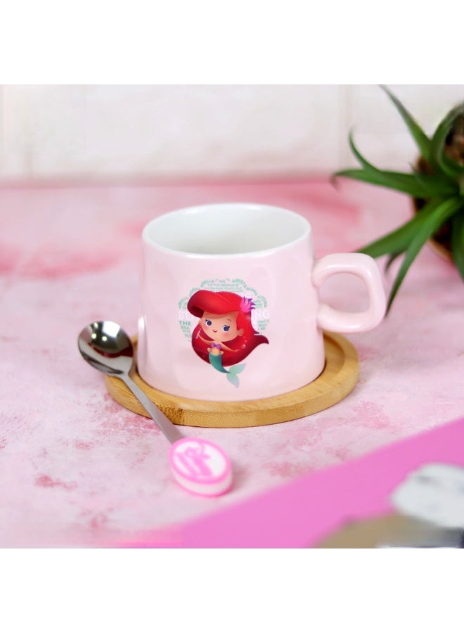 Disney Princesses Ariel Porcelain Mug With Wooden Coaster & Steel spoon - Image 4
