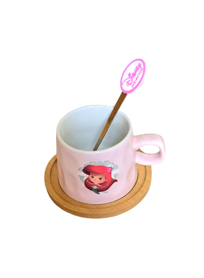 Disney Princesses Ariel Porcelain Mug With Wooden Coaster & Steel spoon - Image 3