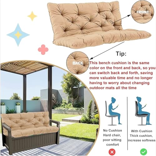 YXMKJOS Swing Cushion Replacement Outdoor Porch Waterproof Bench Cushion 2-3 Seater Washable Bench Replacement Cushions for Outdoor Patio Porch Swing Cushions - Image 3