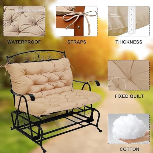 YXMKJOS Swing Cushion Replacement Outdoor Porch Waterproof Bench Cushion 2-3 Seater Washable Bench Replacement Cushions for Outdoor Patio Porch Swing Cushions - Image 2