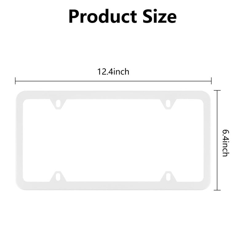 Alpmosn 2Pcs Stainless Steel License Plate Frames  4 Holes Car Licence Plate Covers With Screws Washers And Caps  Car Exterior Accessories  License Plate Holder For Us Vehicles (White) - Image 2