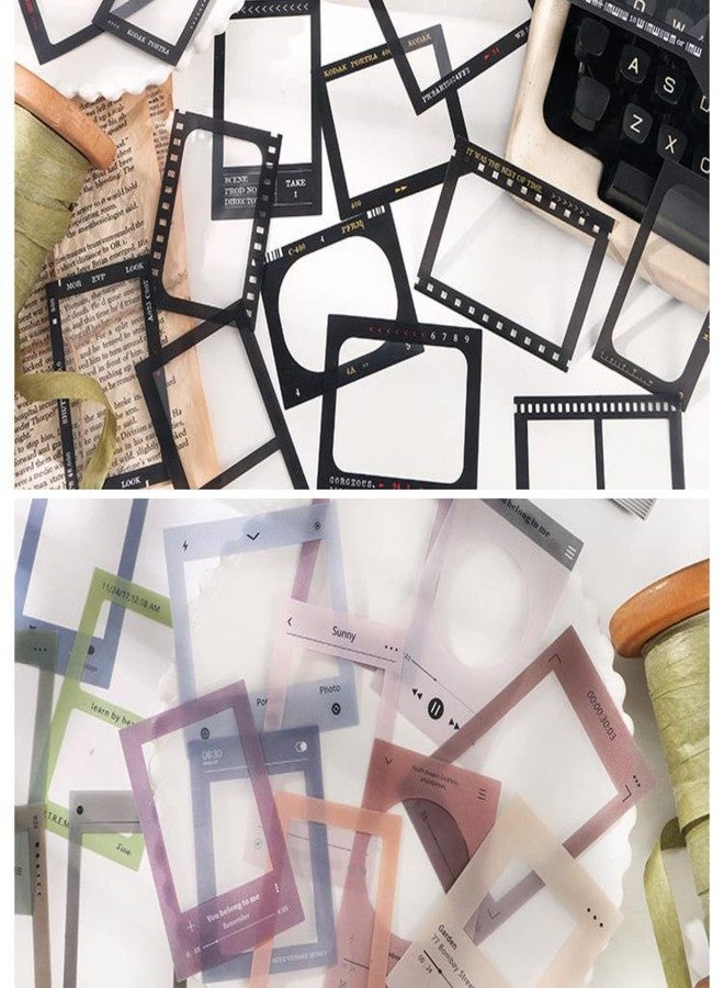 DREMISI 60Pcs PET Decorative Stickers Assorted Vintage Frame Stickers Retro Film Strip Music Player Art Aesthetics Stickers for Scrapbooking Album Journal Planner Notebook Diaries DIY Craft Phone Case - Image 3