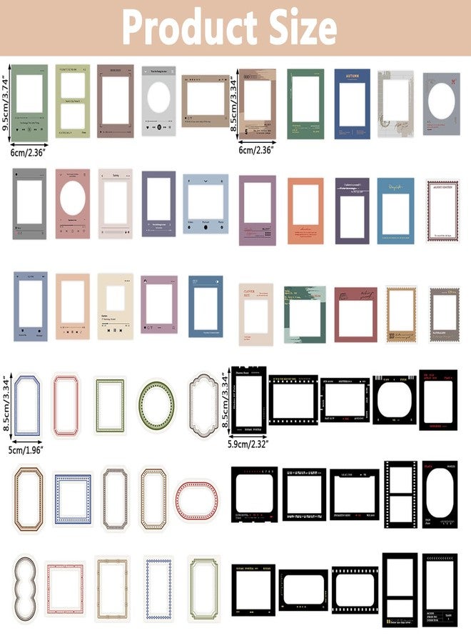 DREMISI 60Pcs PET Decorative Stickers Assorted Vintage Frame Stickers Retro Film Strip Music Player Art Aesthetics Stickers for Scrapbooking Album Journal Planner Notebook Diaries DIY Craft Phone Case - Image 2