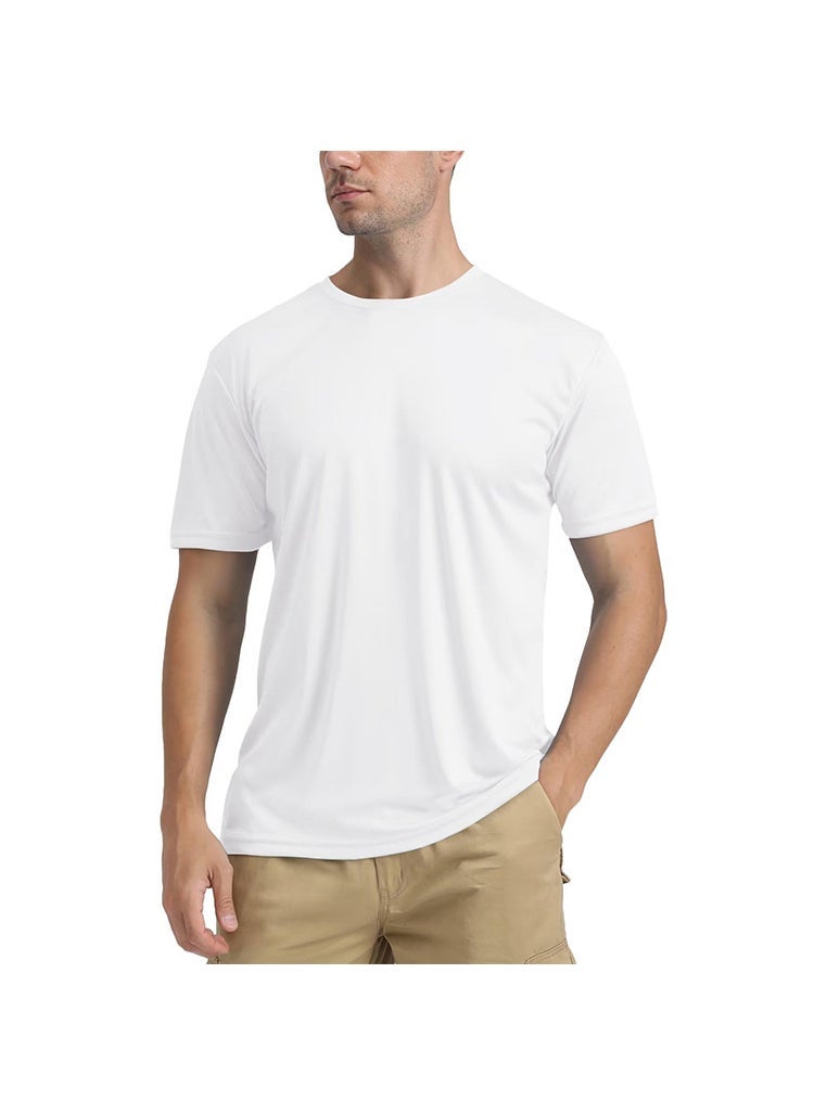 Generic Mens UPF50+ Quick-Dry Sun Protection Tee White 
