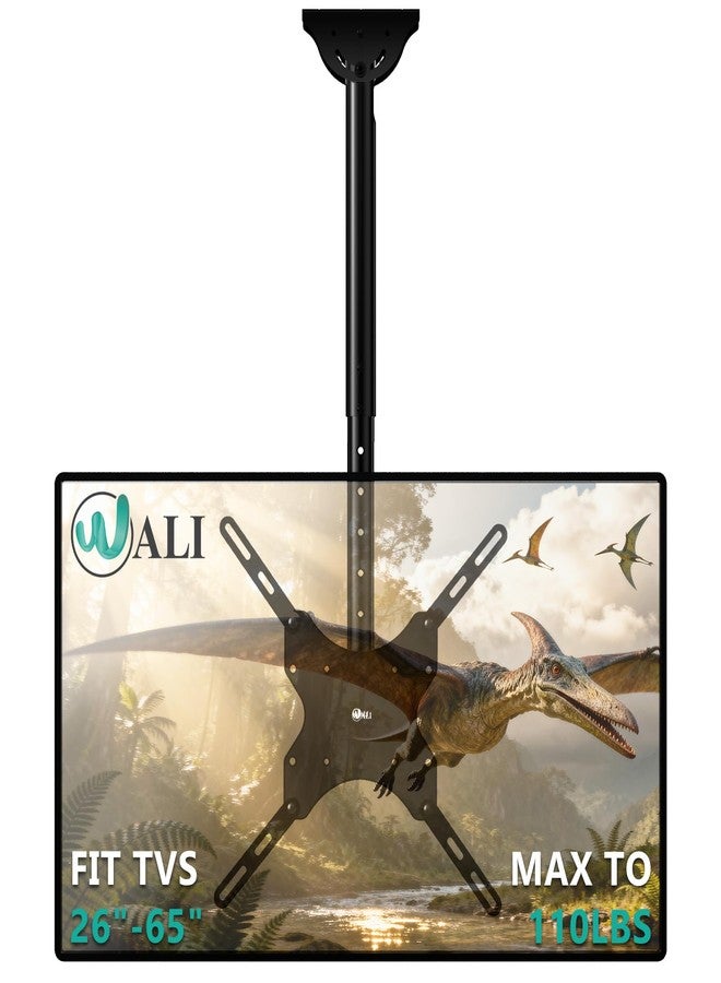 والي حامل تلفزيون سقفي من والي لأجهزة تلفزيون LCD وLED وOLED و4K مقاس 26-65 بوصة، حامل تلفزيون معلق على السقف قابل للتعديل لأعلى ولأسفل، مناسب للصالات الرياضية والباحات والشرفات، يتحمل وزنًا يصل إلى 110 رطل، أقصى مقاس VESA 400x400 مم (CM2665)، أسود - Image 1