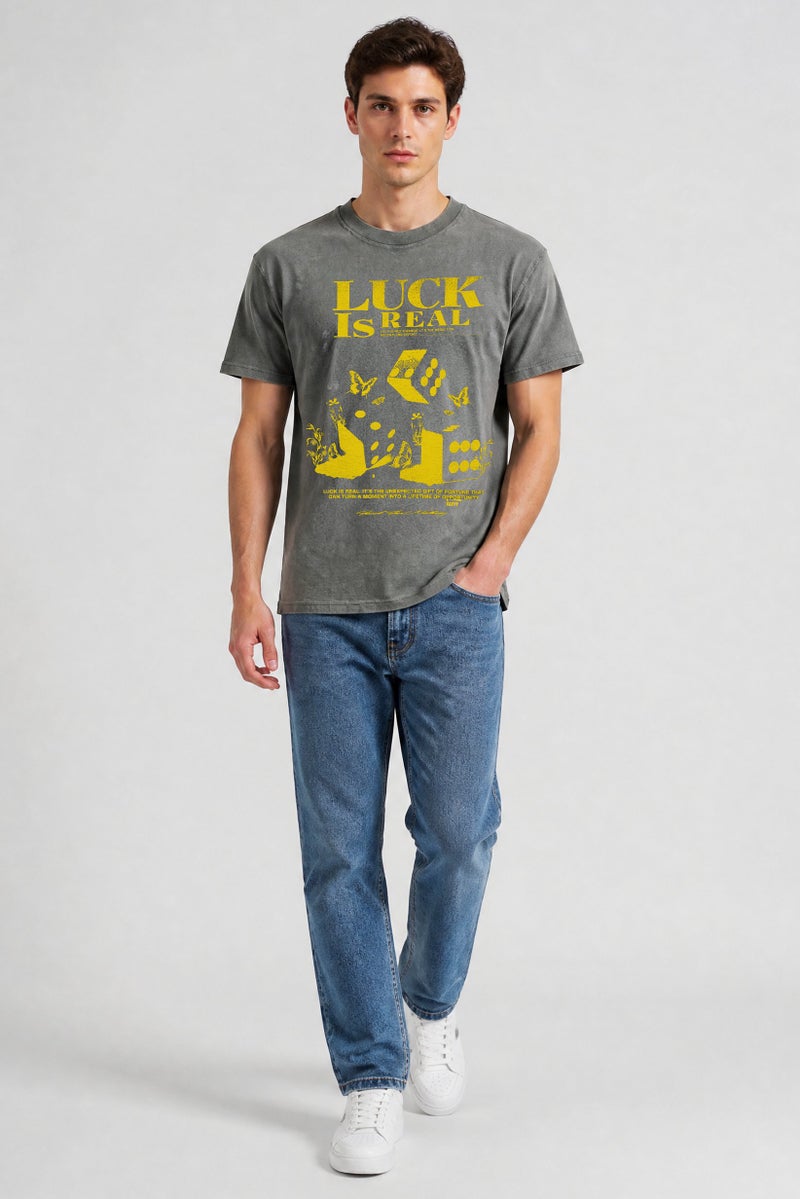 GOOD FOR NOTHING Men Crew Neck Short Sleeve Graphic Print T-Shirt, Grey - Image 4