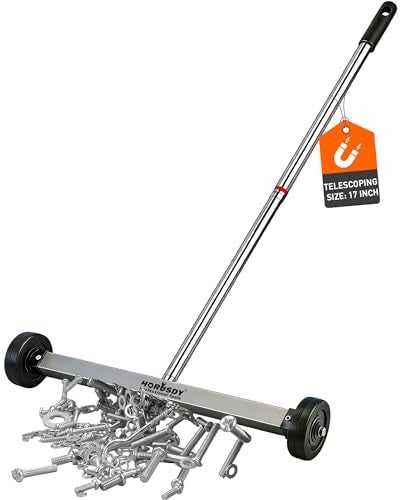 HORUSDY 17Inch Rolling Magnetic Sweeper with Wheels Adjustable Handle 88Pound Capacity HeavyDuty Magnet to Pick Up Nails - Image 1