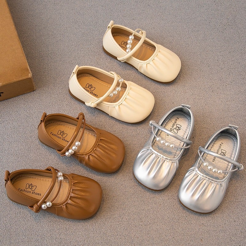 Girls'' Leather Shoes 2025 Spring and Autumn New Children''s Shoes Little Girls Princess Shoes Soft Sole Beanie Shoes Baby Single Shoes Trendy - Image 1