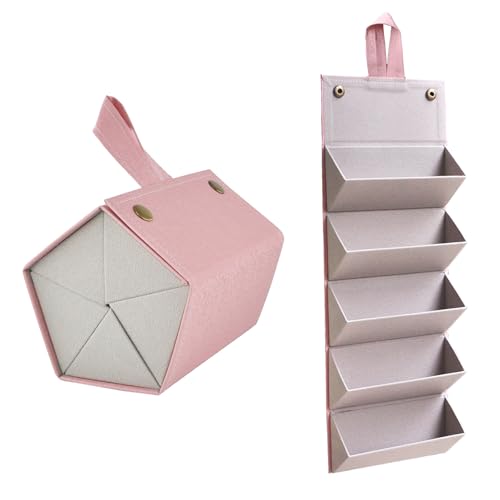 Kenpal Sunglasses Storage Organizer Holder Foldable Travel Case with 5 Slot Compartments for Multiple Glasses Mosaic Pink - Image 1