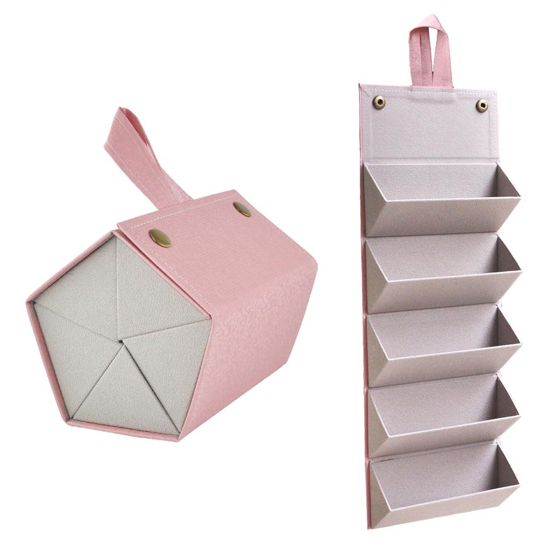 Kenpal Sunglasses Storage Organizer Holder Foldable Travel Case with 5 Slot Compartments for Multiple Glasses Mosaic Pink - Image 2