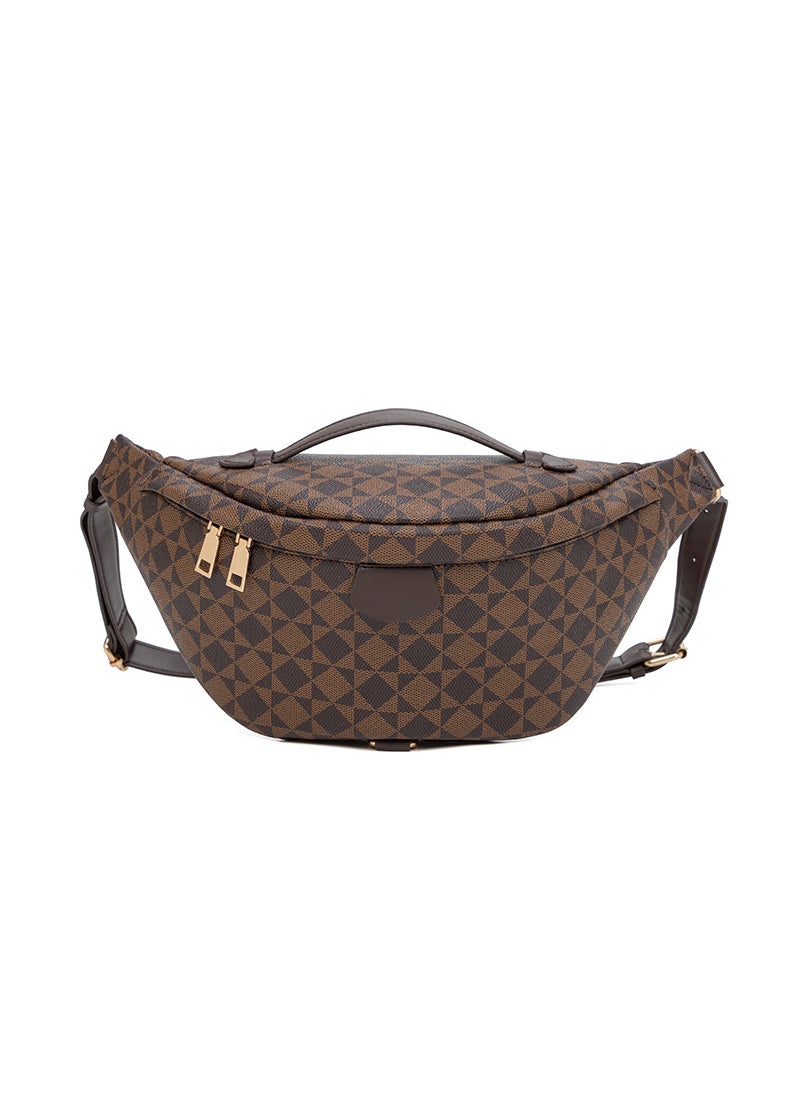 Generic Fashionable Checkered Luxury Waist Bag For Men And Women Spring Summer New Arrival European And American Casual Versatile Trendy Coffee 