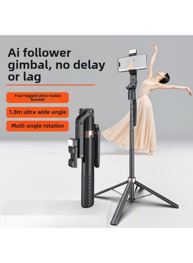Mobile Phone Selfie Stick Pan/tilt 360 Degree Automatic Follow-up Artifact Universal Live Travel Shooting Floor Four-legged Bracket-color:Black - Image 2