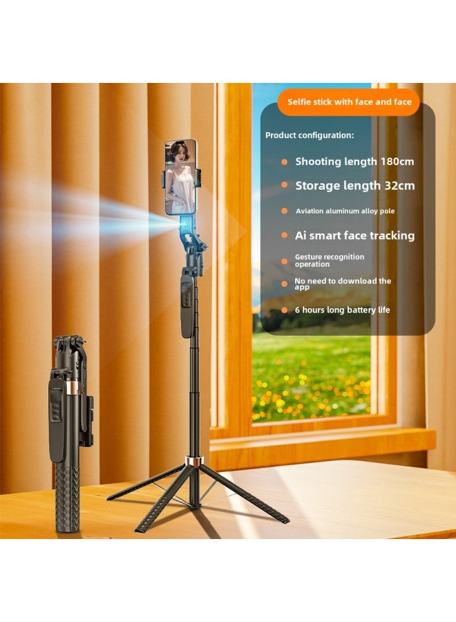 Mobile Phone Selfie Stick Pan/tilt 360 Degree Automatic Follow-up Artifact Universal Live Travel Shooting Floor Four-legged Bracket-color:Black - Image 1